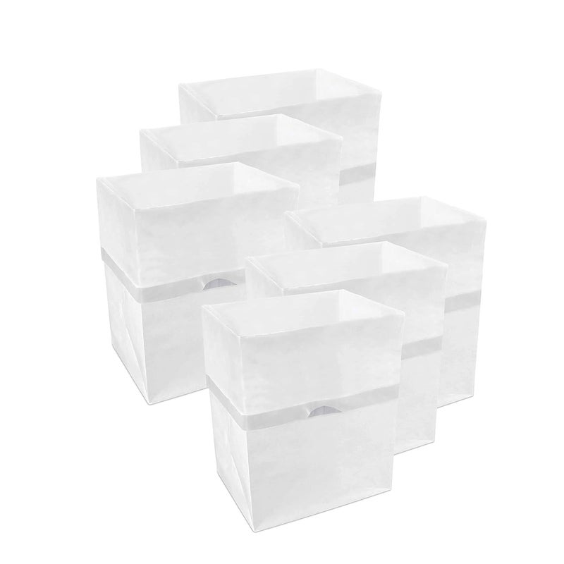 Clean Cubes 4 Gallon Disposable Pop-Up Trash Cans (6-Pack) with Fitted Bags – Foldable Garbage & Recycling Bins for Parties, Events & Kitchen (White, 12" H x 10" W x 8" D) - Image 1